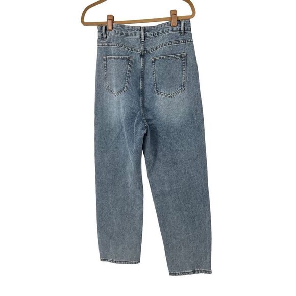 Lattelier Retro Mom Ankle Zipper Acid Wash High Rise Jeans - Picture 2 of 9